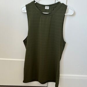 Olive Green Sleeveless Muscle Tee
